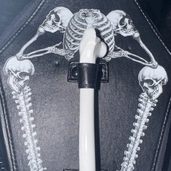 Kreepsville Black Coffin-Shaped Handbag with Skeleton Design - Picture 10 of 12